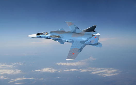 Обои на рабочий стол В полете опытный образец палубного истребителя Су-47 'Беркут'