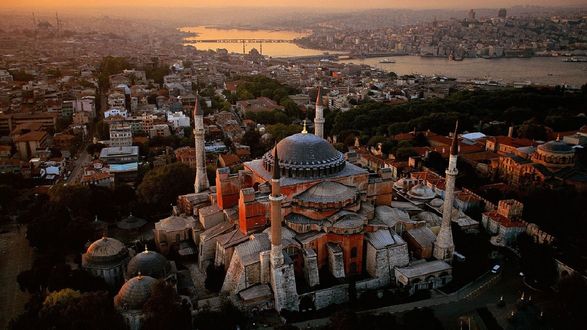 Обои на рабочий стол Софийский собор Айя София в Стамбуле, Турция / Hagia Sophia in Istanbul, Turkey