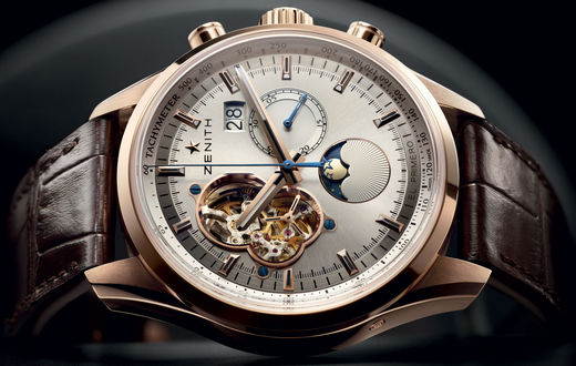 Обои на рабочий стол Оригинальные швейцарские наручные часы Зенит / Swiss Zenith Watch с кожаным ремнем