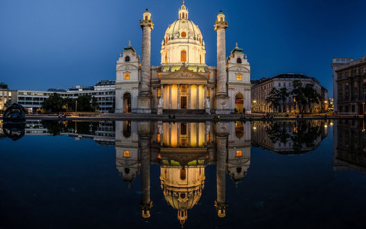 Обои на рабочий стол Церковь св. Карла Борромея, Карлскирхе / Karlskirche, Vienna, Austria / Вена, Австрия