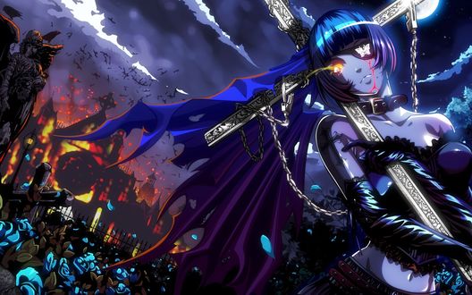 Обои на рабочий стол Shimei Ryomou из аниме Ikkitousen / Школьные войны