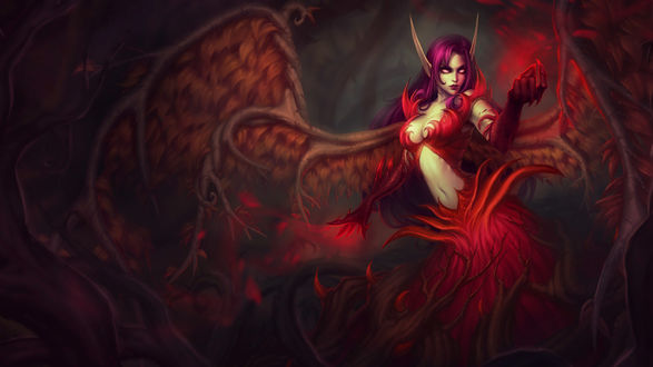 Обои на рабочий стол Fallen Angel Morgana / Падший Ангел Моргана из онлайн-игры Лига Легенд / League of Legends