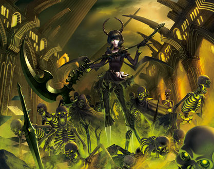 Обои на рабочий стол Dead Master управляет скелетами из аниме Black Rock Shooter / Стрелок с Черной скалы
