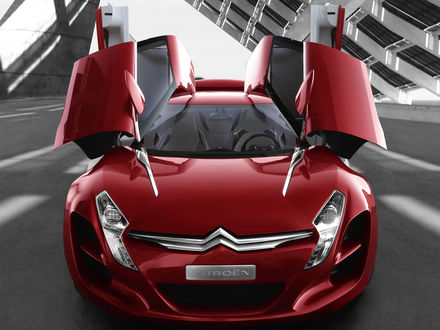 Обои на рабочий стол Красный автомобиль Citroen diesel concept / Ситроен дизель концепт