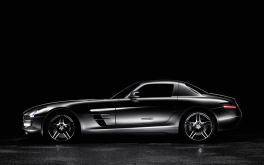 Обои на рабочий стол Черный Mercedes-Benz SLS AMG - 2010