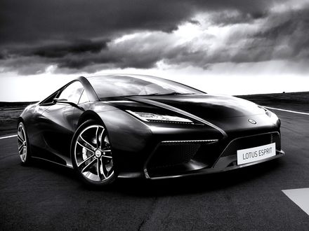 Обои на рабочий стол Черный Lotus Esprit / Лотус Эклипс на дорге