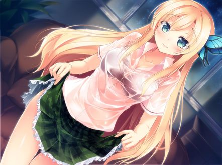 Обои на рабочий стол Сэна Касивадзаки / Sena Kashiwazaki в промокшей школьной форме из аниме У меня мало друзей / Boku wa Tomodachi ga Sukuna