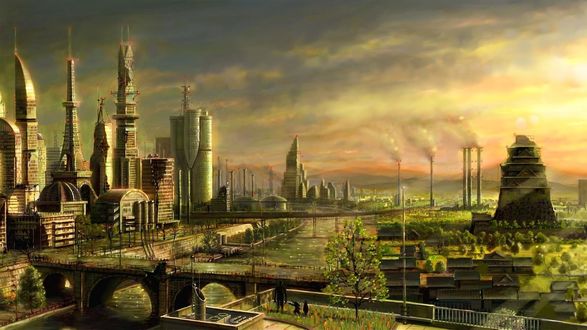 Обои на рабочий стол Футуристический город