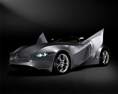 Обои на рабочий стол Серый БМВ / BMW обшитая серебряной тканью