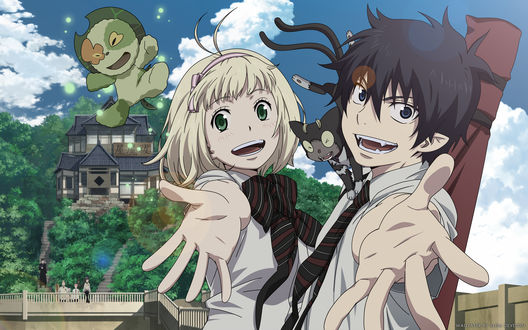 Обои на рабочий стол Рин Окумура и Шиэми Морияма из аниме Ao no Exorcist / Синий экзорцист