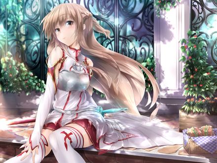 Обои на рабочий стол Юки Асуна / Yuuki Asuna из аниме Мастера меча онлайн / Sword Art Online