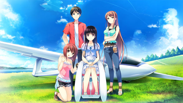 Обои на рабочий стол Ageha Himegi, Minase Aoi, Habane Kotori, Mochizuki Amane из игры Kono Oozora ni, Tsubasa wo Hirogete
