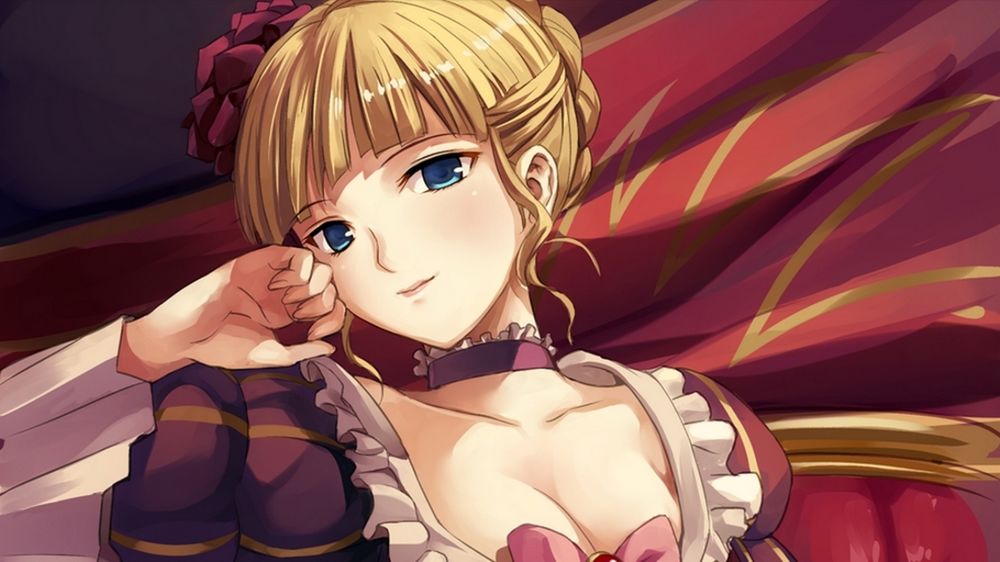 Обои для рабочего стола Беатриче / Beatrice из аниме 'Когда плачут чайки' / 'Umineko no Naku Koro ni' прислонила руку к щеке