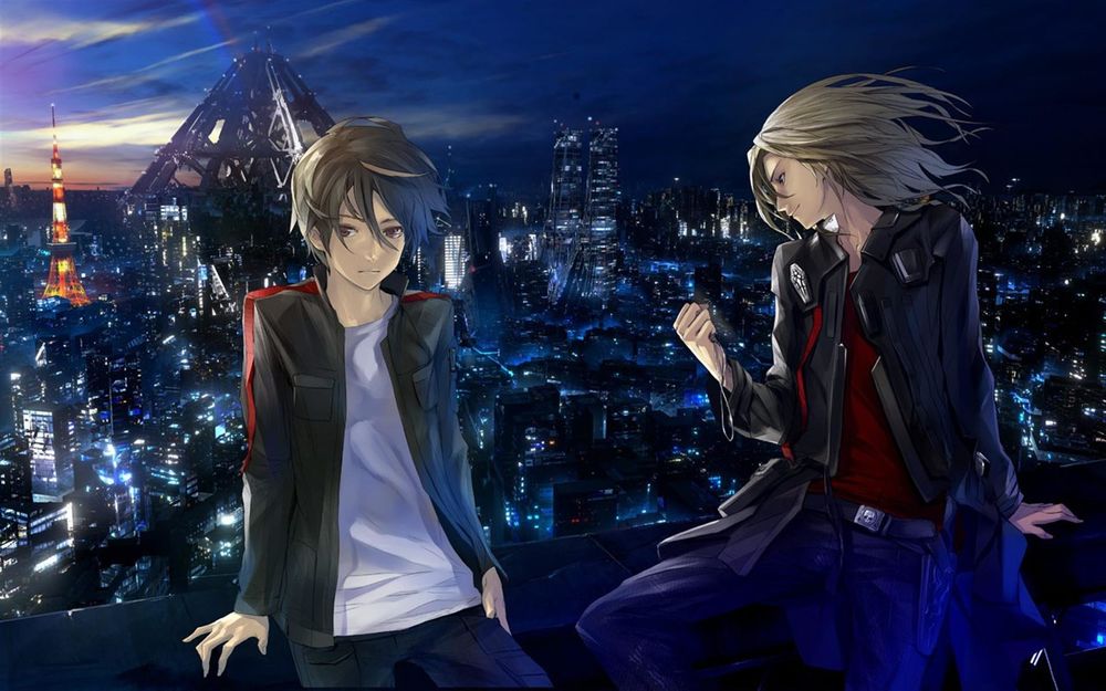 Обои для рабочего стола Ома Шу / Oma Shy и Гай / Guy из аниме Guilty Crown / Венец Вины
