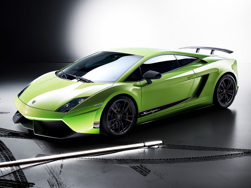 Обои для рабочего стола Салатовый Lamborghini / Ламборгини Gallardo LP570-4 Superleggera