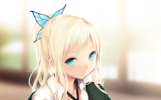 Обои на рабочий стол Сэна Касивадзаки / Sena Kashiwazaki с заколкой-бабочкой в волосах, из аниме У меня мало друзей / Boku wa Tomodachi ga Sukuna
