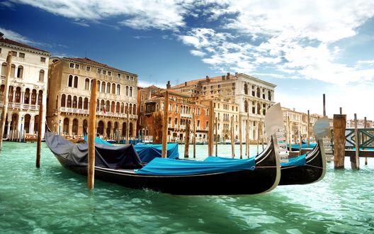 Обои на рабочий стол Гондолы в Венеции, Италия / Venice, Italy