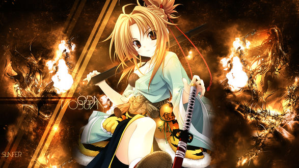 Обои на рабочий стол Oda Nobuna / Ода Нобуна из аниме Oda Nobuna no Yabou / Великие помыслы Оды Нобуны