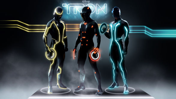 Обои на рабочий стол Три персонажа фильма Трон / Tron