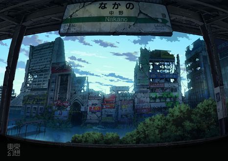 Обои на рабочий стол Постапокалиптический Токио, Nakano, работа художника Tokyo Genso (Tokyo Fantasy)