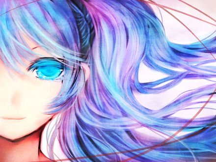 Обои на рабочий стол Плачущая вокалоид Мику Хатсуне / vocaloid Miku Hatsune