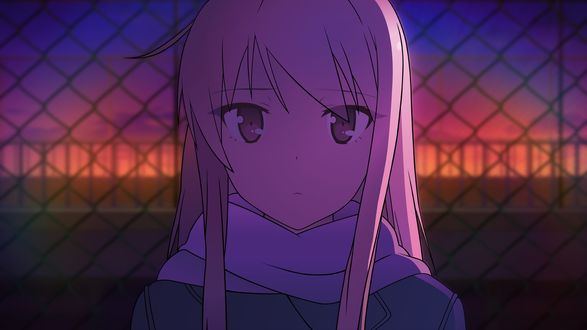 Обои на рабочий стол Mashiro Shiina / Сиина Масиро на фоне заката, аниме Кошечка из Сакурасо / Sakurasou no Pet na Kanojo