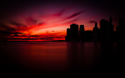 Обои на рабочий стол Рассвет в Манхэттене, Нью-Йорк / Manhattan, New York