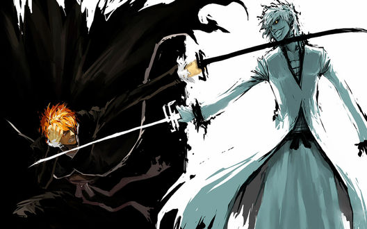 Обои на рабочий стол Ichigo Kurosaki vs Hichigo Shirosaki / Ичиго Куросаки против Хичиго Широсаки, аниме Блич / Bleach