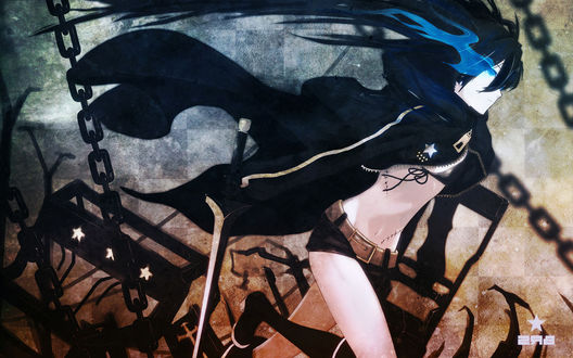 Обои на рабочий стол Black Rock Shooter / Черный Стрелок Рока / Стрелок с Черной Скалы из одноименного аниме