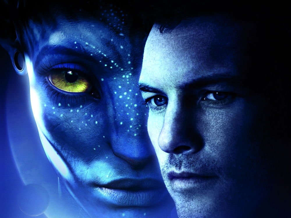 Обои для рабочего стола Сэм Уортингтон / Sam Worthington на постере к фильму Аватар / Avatar