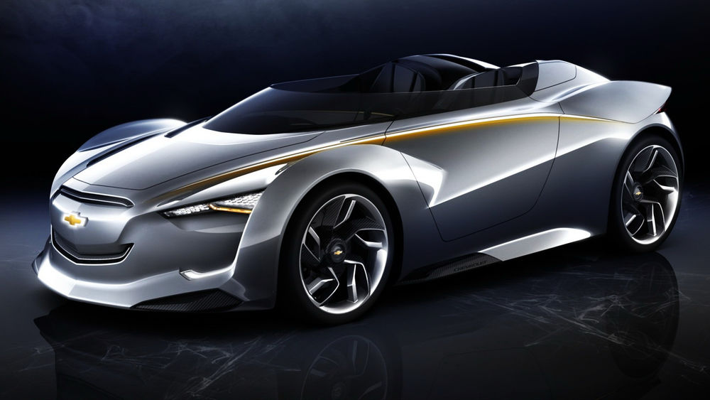 Обои для рабочего стола Серебристый концептуальный родстер Chevrolet Mi-ray