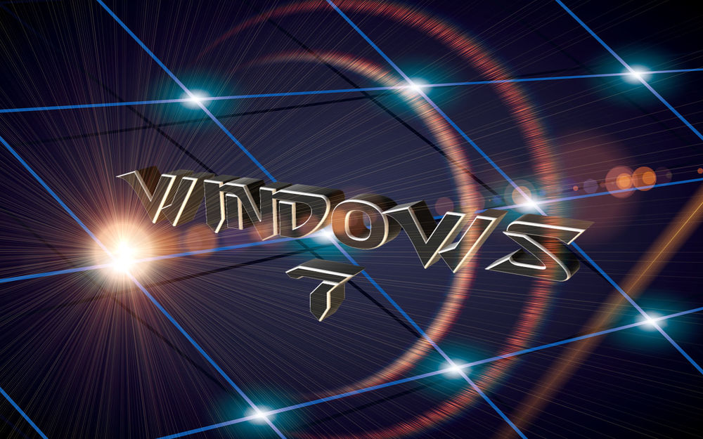 Обои для рабочего стола Логотип windows 7 в отражении света