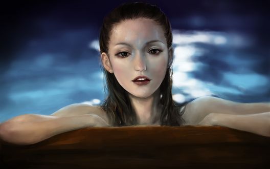 Обои на рабочий стол Gemma Ward / Джемма Уорд в роли русалки из фильма Pirates of the Caribbean / Пираты Карибского моря (арт Jakuroi)