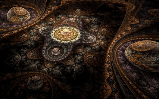 Обои на рабочий стол Абстрактные узорные пузыри в стиле Steampunk