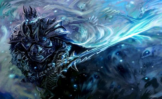 Обои на рабочий стол Король Лич с мечом / Арт к игре World of Warcraft
