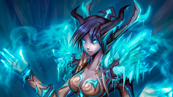 Обои на рабочий стол Дренейка маг льда / Арт к игре World of Warcraft