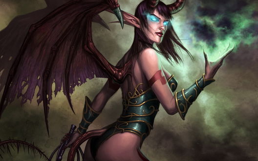 Обои на рабочий стол Суккуб демон помощница чернокнижников / Арт к игре World of Warcraft