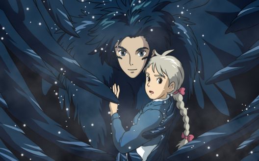 Обои на рабочий стол Хаул и Софи герои анимэ Ходячий замок Хаула / Howls Moving Castle