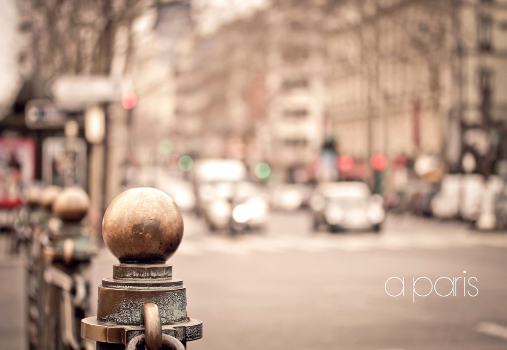 Обои для рабочего стола Металлический шар - фрагмент уличной ограды Paris, France / Париж, Франция