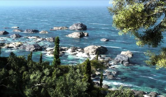 Обои на рабочий стол Камни в чистой, морской воде