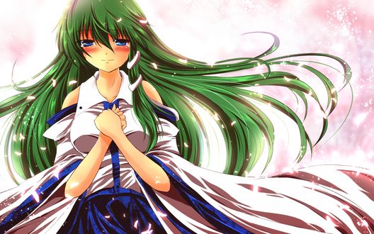 Обои на рабочий стол Kochiya Sanae / Санае Кочия из серии компьютерных игр Тохо / Touhou Project / художник nekominase