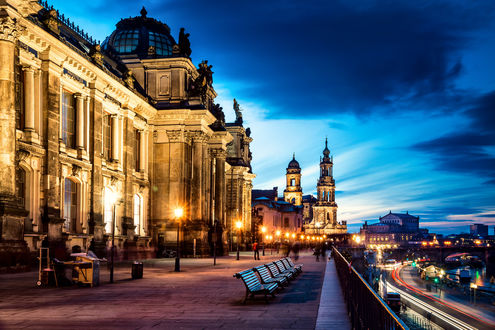 Обои на рабочий стол Ночной Дрезден, Германия / Dresden, Germany
