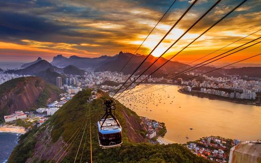 Обои на рабочий стол Канатная дорога в Рио-де-Жанейро, Бразилия / Rio de Janeiro, Brazil