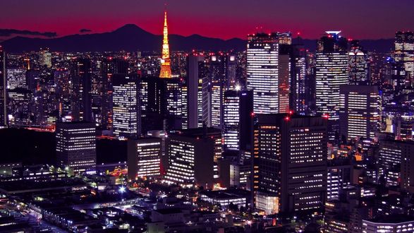 Обои на рабочий стол Ночной Токио / Tokio, Япония / Japan