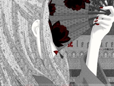 Обои на рабочий стол Shizuka Hio / Шизука Хио с веером из аниме Рыцарь-Вампир / Vampire Knight