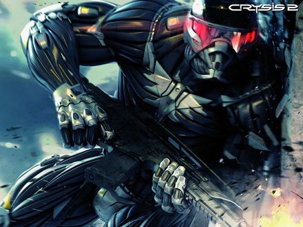 Обои на рабочий стол Пророк с автоматом, игра Кризис 2 / Crysis 2