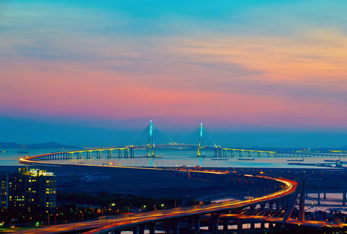 Обои на рабочий стол Вид на город Инчхон, Корея / Incheon, Korea