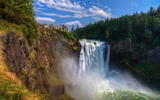 Обои на рабочий стол Snoqualmie Falls, Washington, United States / Вашингтон, США