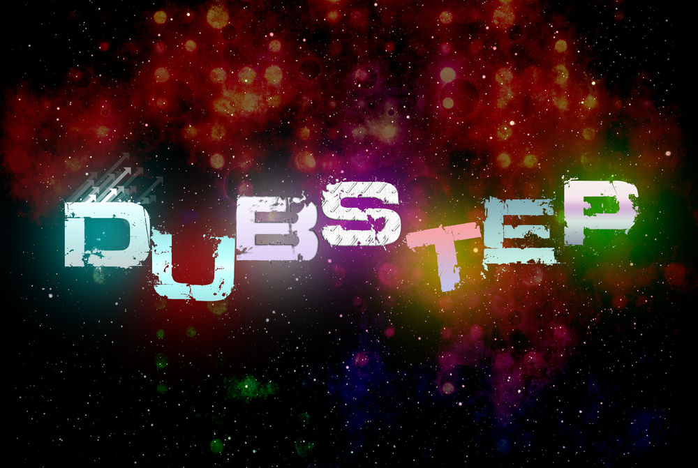 Обои для рабочего стола Надпись Dubstep / Дабстеп на фоне звезд