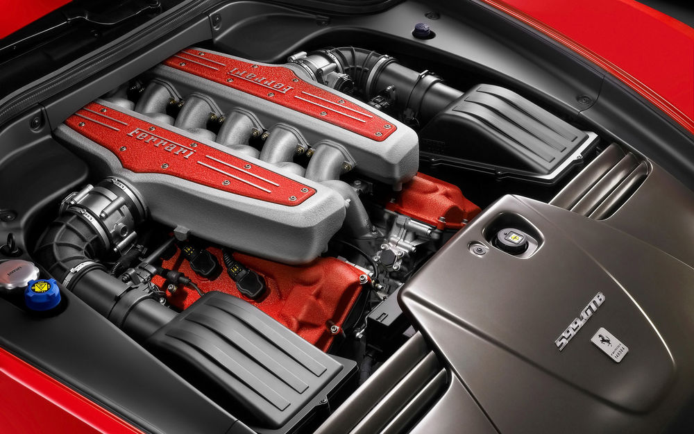 Обои для рабочего стола Двигатель автомобиля Ferrari